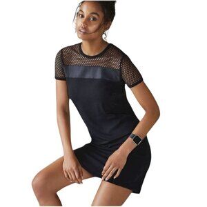 Fabletics Sarah Mini Dress Black Faux Leather Mesh Short Sleeve Athleisure Small